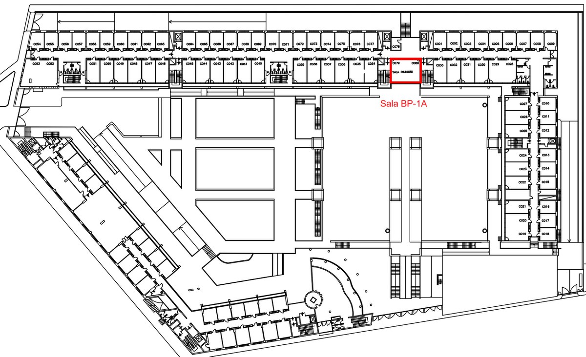 map of the first floor in Viale Carlo Berti Pichat 6/2