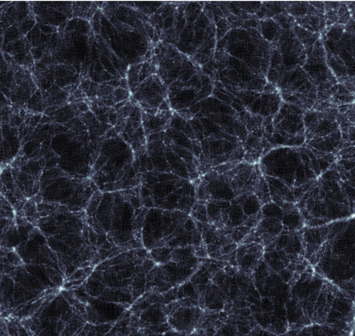 The simulated cosmic web  Credits: M. Baldi, https://academic.oup.com/mnras/article/521/1/613/7031772)
