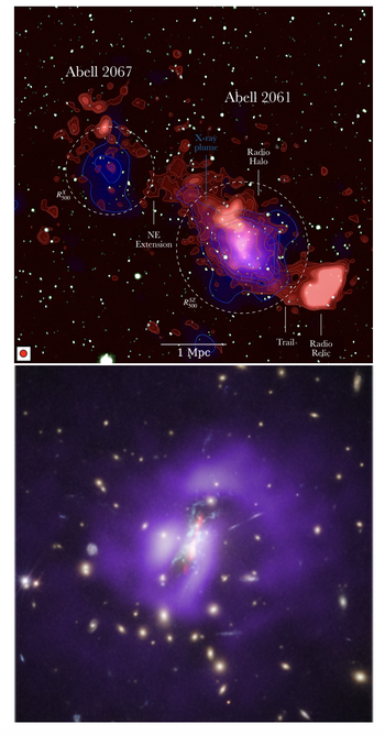 Radio emissions in evolving clusters of galaxies